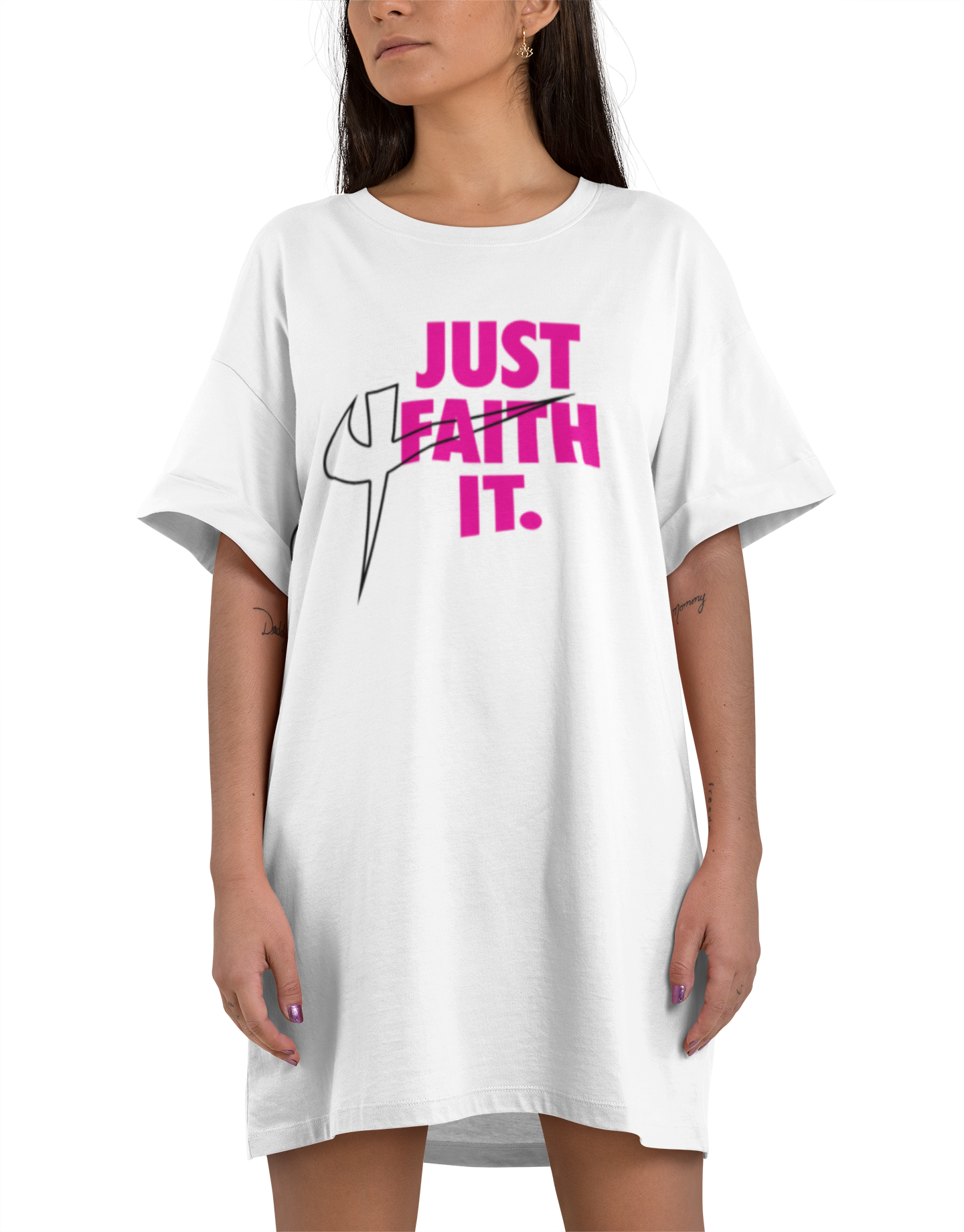 Just Faith It T-Shirt Dress - Crossover Threads