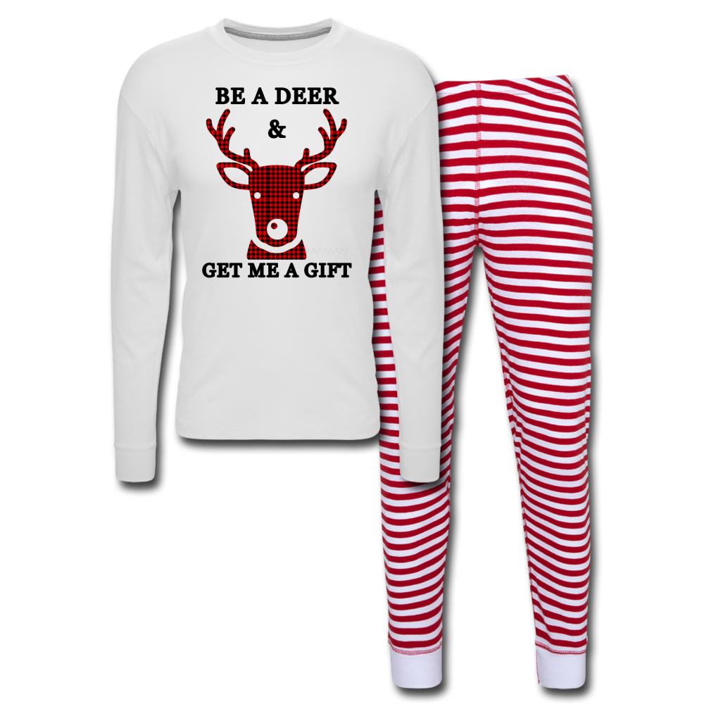 Be A Deer Unisex Pajama Set - white/red stripe