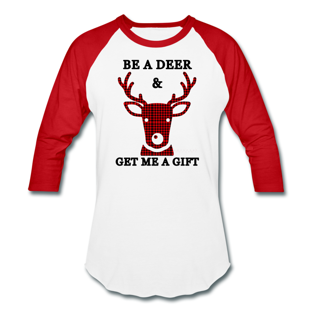 Be A Deer Baseball T-Shirt - white/red