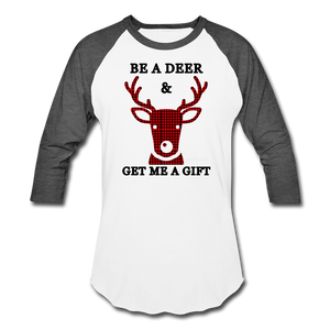 Be A Deer Baseball T-Shirt - white/charcoal