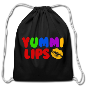 Yummi Lips Cotton Drawstring Bag - black