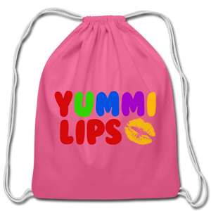 Yummi Lips Cotton Drawstring Bag - pink