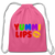 Yummi Lips Cotton Drawstring Bag - pink