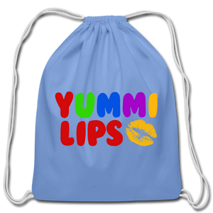 Yummi Lips Cotton Drawstring Bag - carolina blue