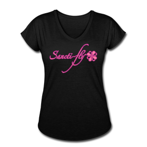 Sanctifly Women's Tri-Blend V-Neck T-Shirt - black