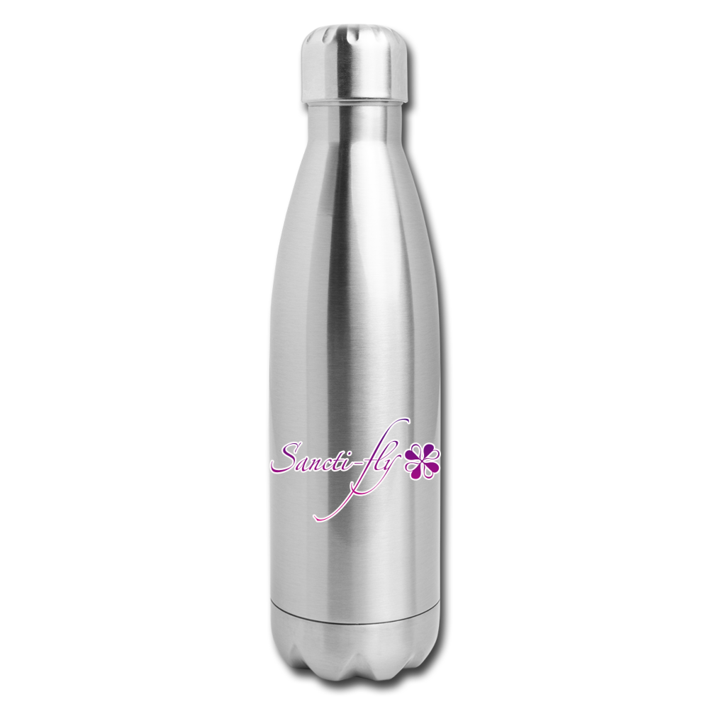 Sanctifly Purple Insulated Stainless Steel Water Bottle - silver