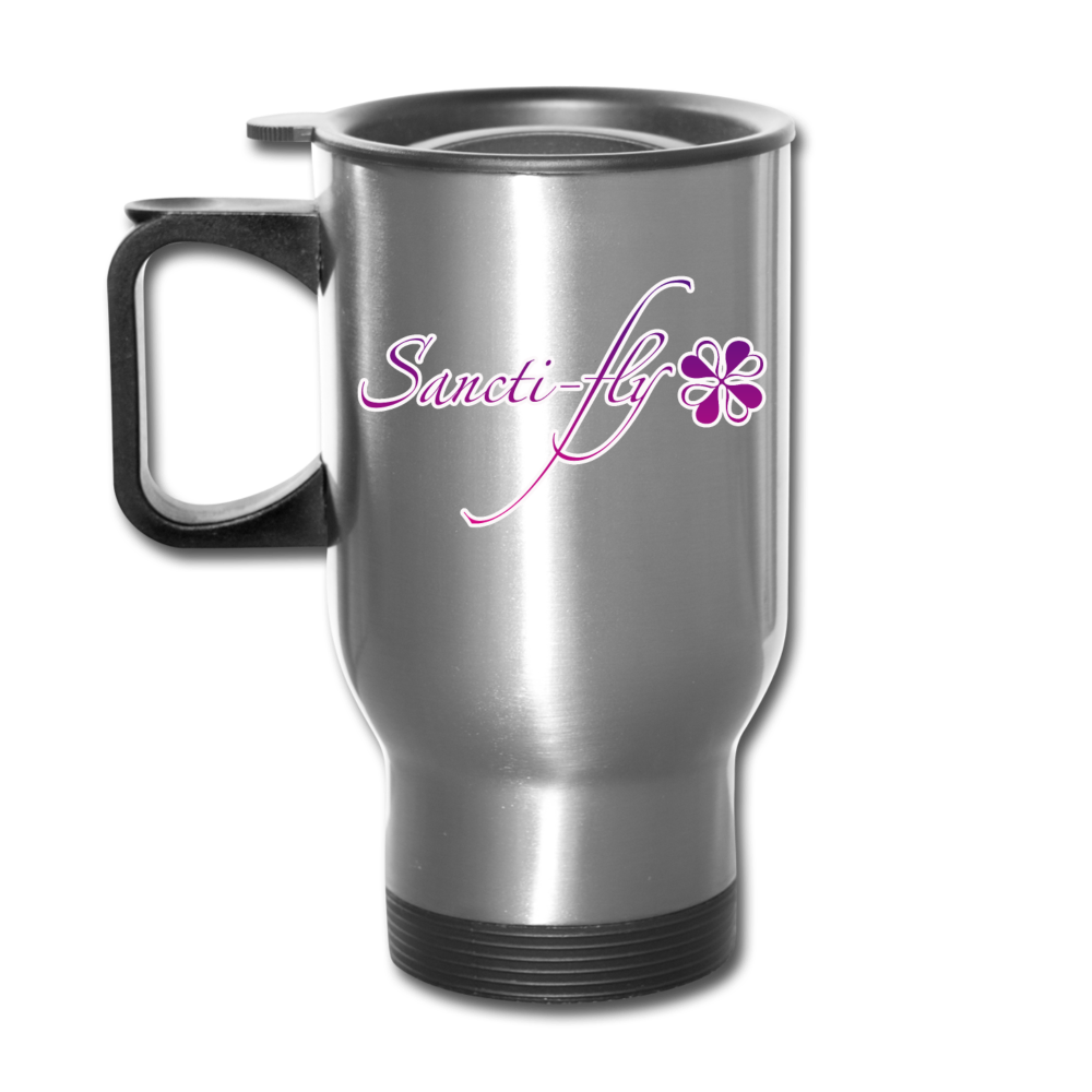 Sanctifly Purple Travel Mug - silver