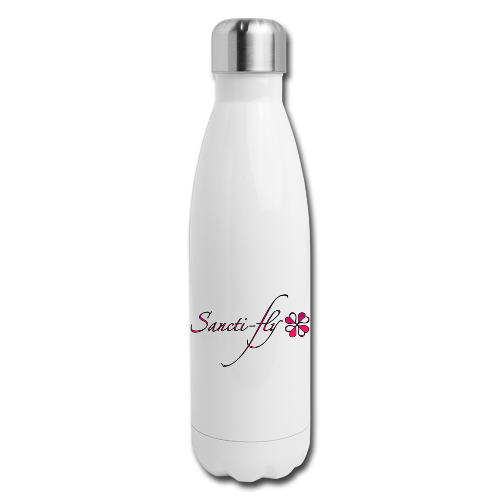 Sanctifly Black Insulated Stainless Steel Water Bottle - white