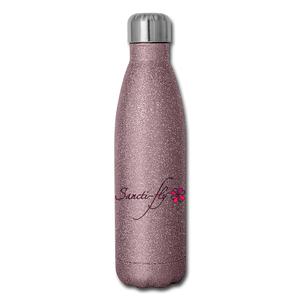Sanctifly Black Insulated Stainless Steel Water Bottle - pink glitter