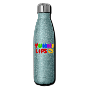 Yummi Lips Insulated Stainless Steel Water Bottle - turquoise glitter