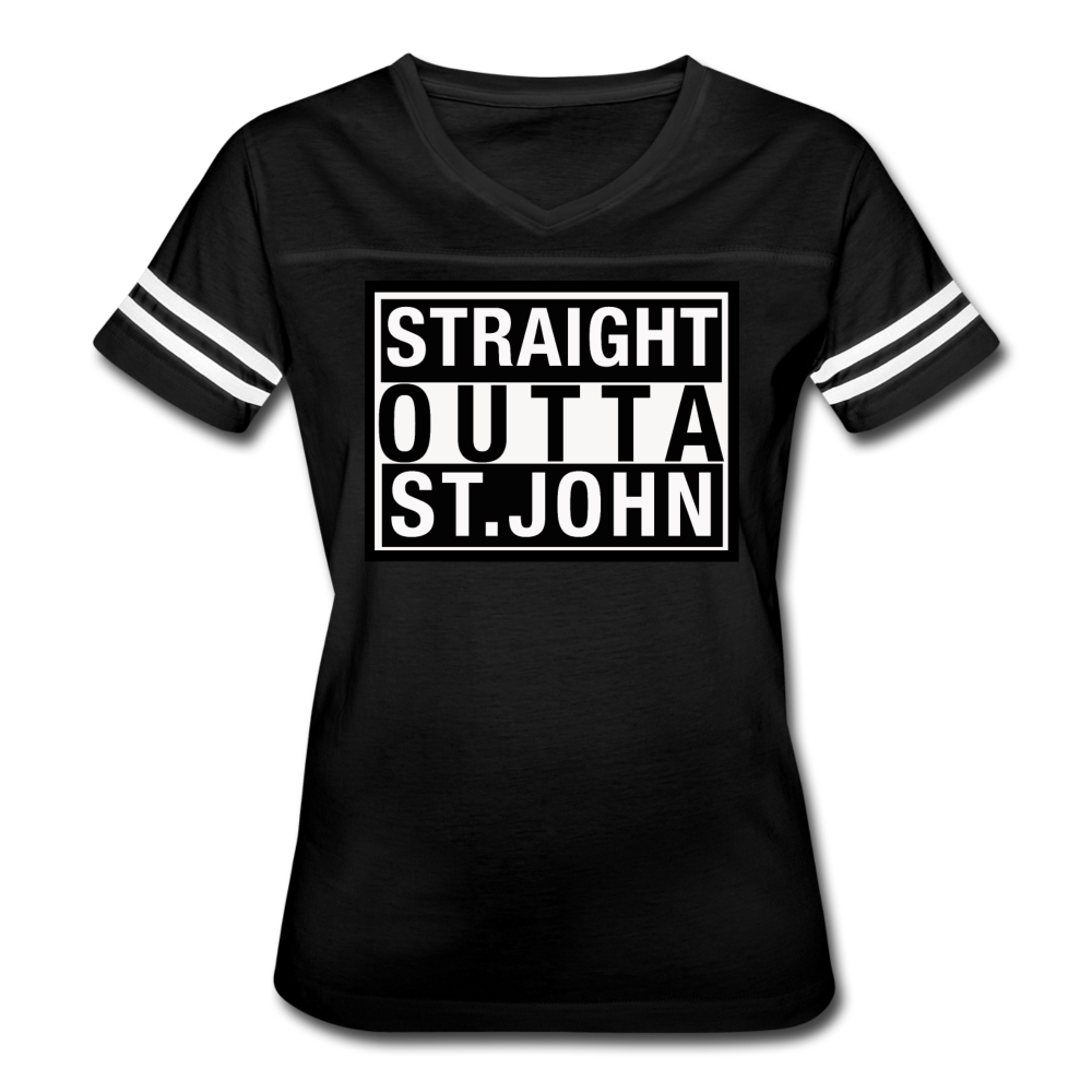 Straight Outta St. John Vintage Sport T-Shirt - black/white
