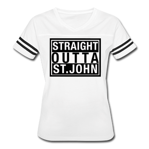 Straight Outta St. John Vintage Sport T-Shirt - white/black