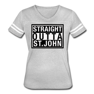 Straight Outta St. John Vintage Sport T-Shirt - heather gray/white