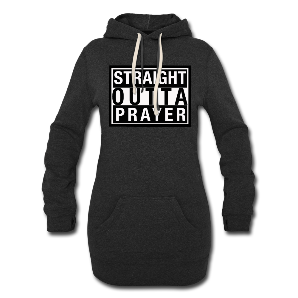 Straight Outta Prayer  Hoodie Dress - heather black
