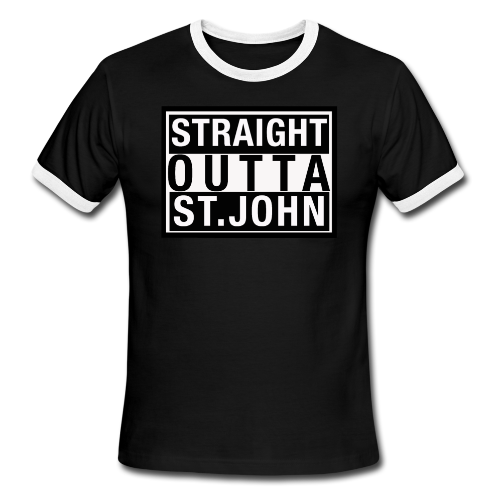 Straight Outta St. John Ringer T-Shirt - black/white