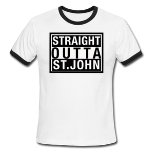 Straight Outta St. John Ringer T-Shirt - white/black