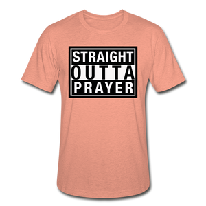 Straight Outta Prayer Unisex Heather Prism T-Shirt - heather prism sunset