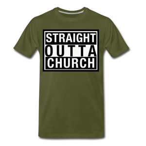 Straight Outta Church T-Shirt - olive green