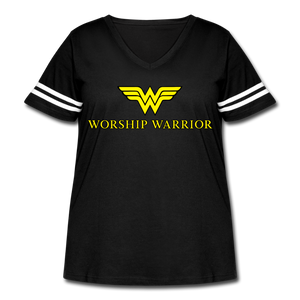 Worship Warrior Curvy Vintage Sport T-Shirt - black/white