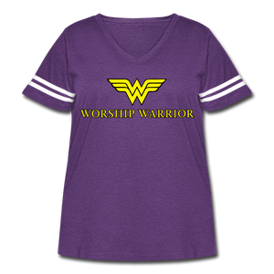 Worship Warrior Curvy Vintage Sport T-Shirt - vintage purple/white