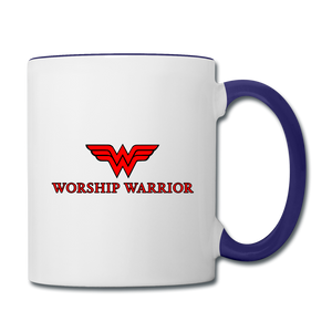 Worship Warrior Contrast Coffee Mug - white/cobalt blue