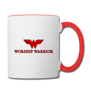 Worship Warrior Contrast Coffee Mug - white/red