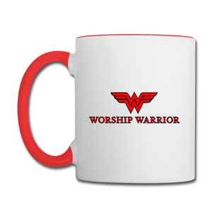 Worship Warrior Contrast Coffee Mug - white/red