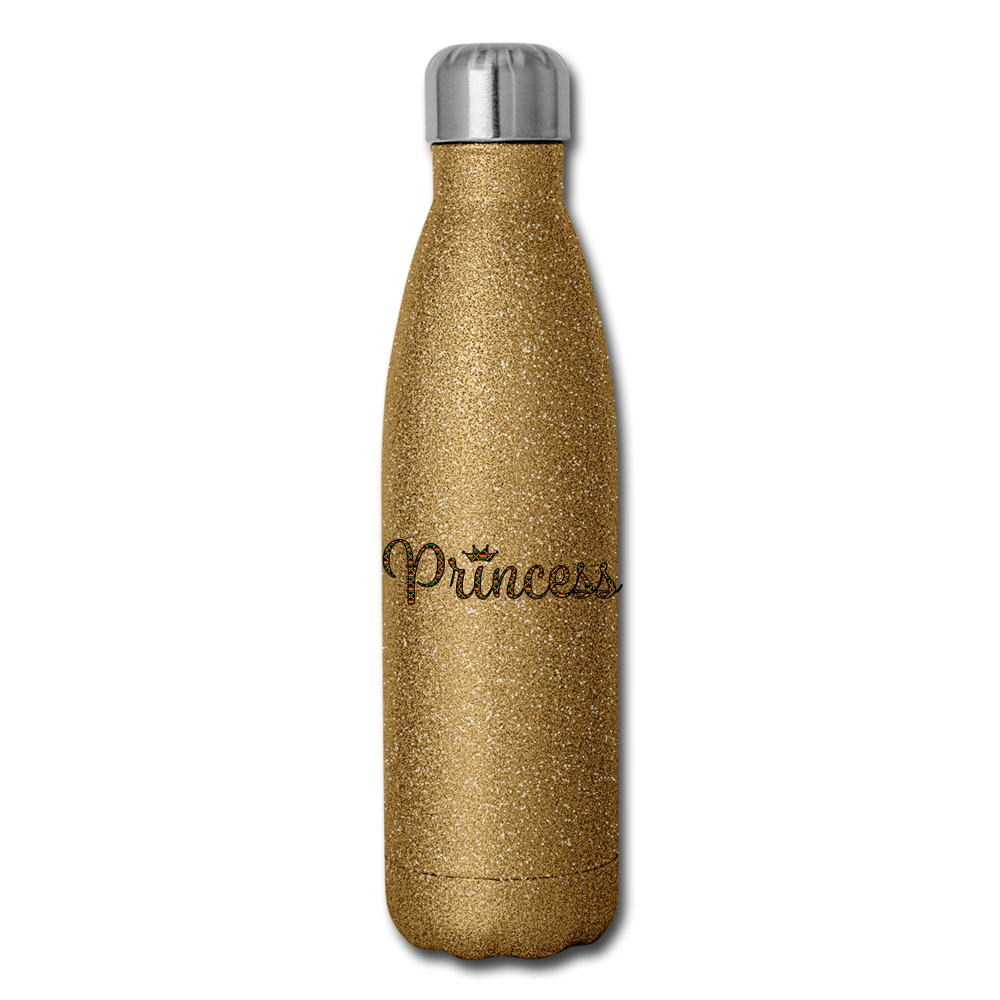 Princess Insulated Stainless Steel Water Bottle - gold glitter