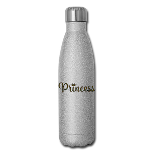 Princess Insulated Stainless Steel Water Bottle - silver glitter