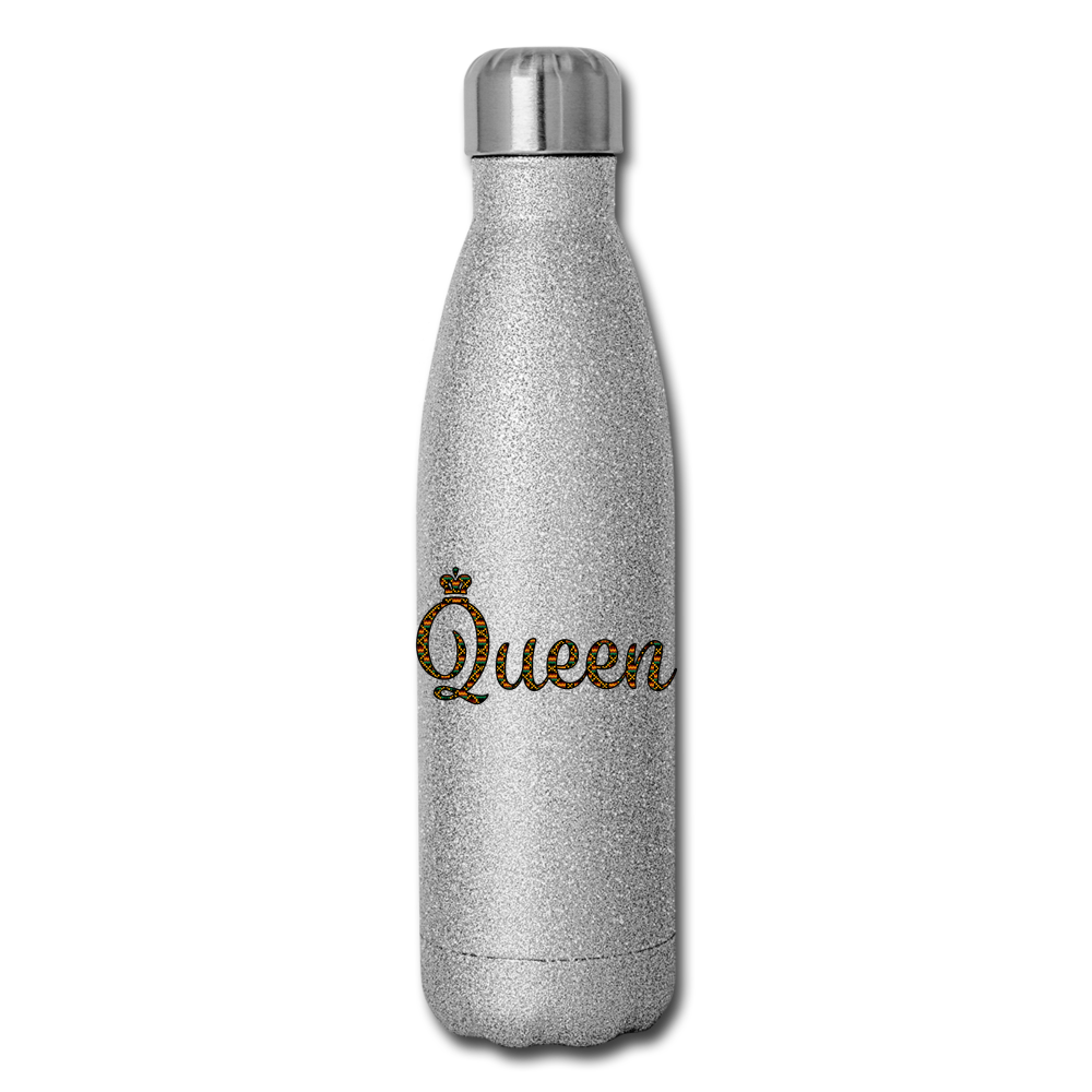 Queen Insulated Stainless Steel Water Bottle - silver glitter