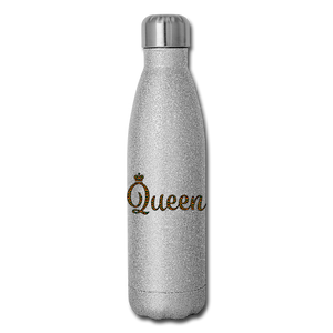 Queen Insulated Stainless Steel Water Bottle - silver glitter