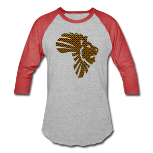 Safari Kente Baseball T-Shirt - heather gray/red