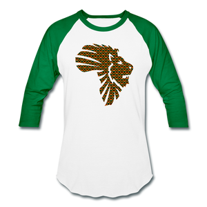 Safari Kente Baseball T-Shirt - white/kelly green