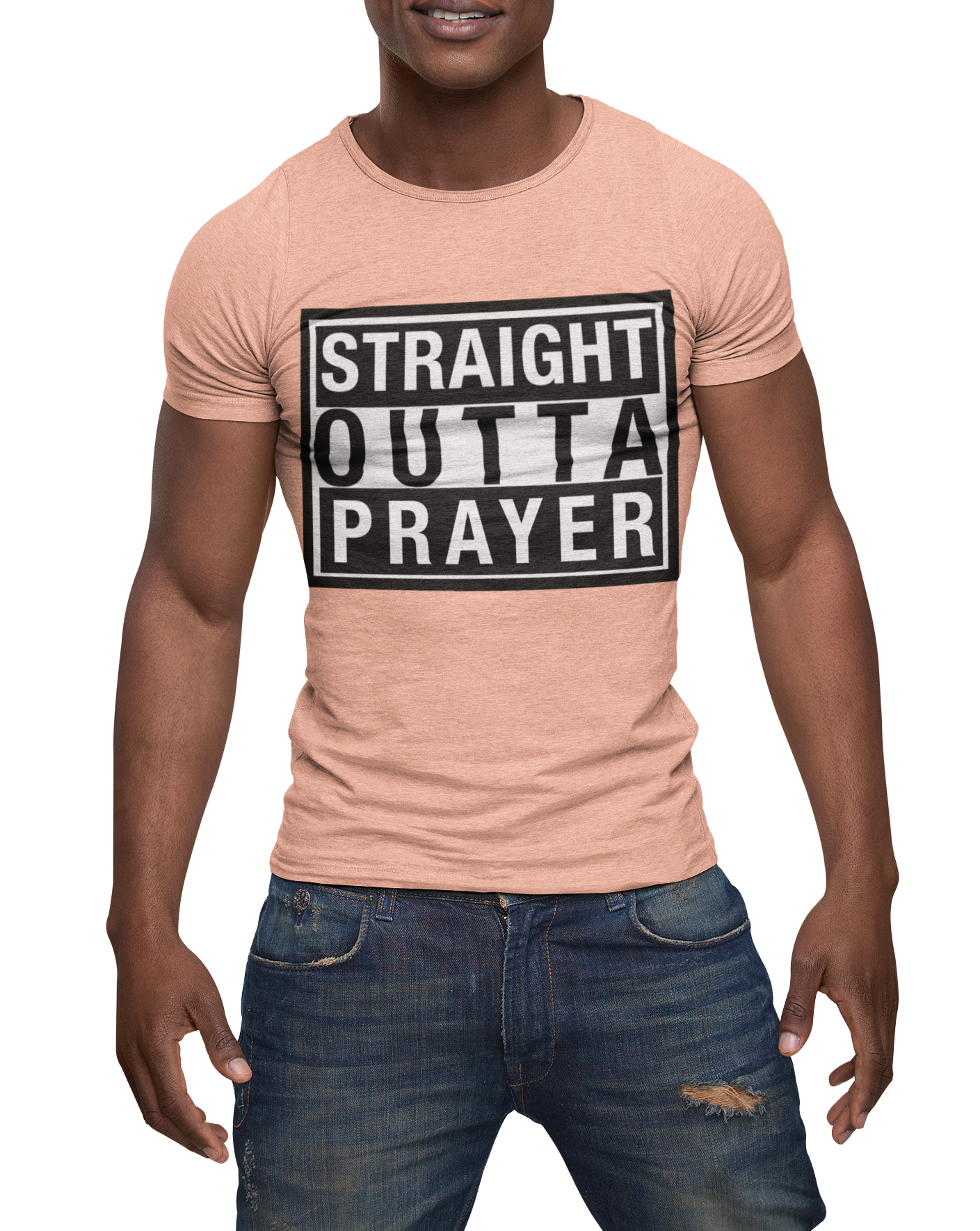 Straight Outta Prayer Unisex Heather Prism T-Shirt - Crossover Threads